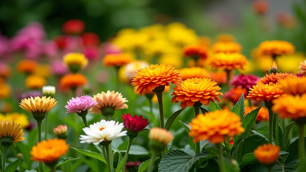 Perennial flowers blooming in a garden bed during summer